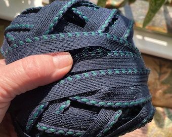 Lip trim in dark blue and Kelly green, 3/4" wide x 10 yards