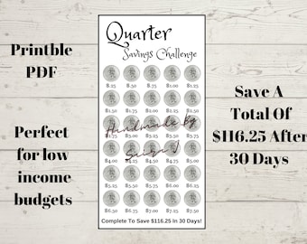 Printable A6 Quarter 30 Day Savings Challenge