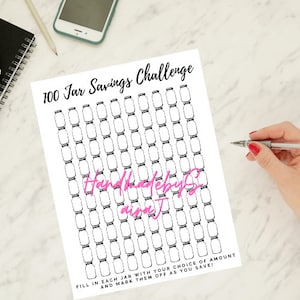 100 Jar Savings Challenge, Money saving guide and tracker, Dave Ramsey, budget, wallet, envelope, printable, savings goal