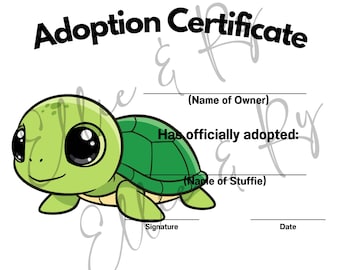 Schildkröte Adoptionsurkunde (PDF Download)