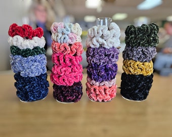 Crochet Velvert Scrunchie 2-Pack Hair Tie Band Eleastic Soft Gift Present