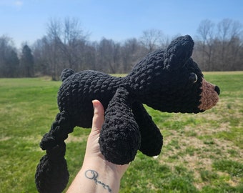 Handmade Black Bear Plushie Stuffy Stuffed Anmial Crochet Blanket Yarn