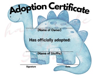 Adoptionsurkunde für Kuscheltier zum Ausdrucken (PDF Download)