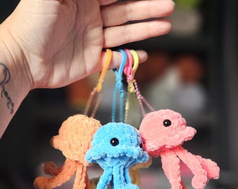 Crochet Jellyfish Keychain – Handmade Plushie Charm