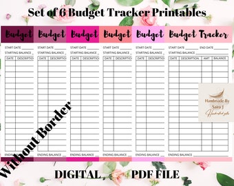 Rosa Haushalt Tracker Printables – Set mit 6 Steuerblättern (digitaler Download)