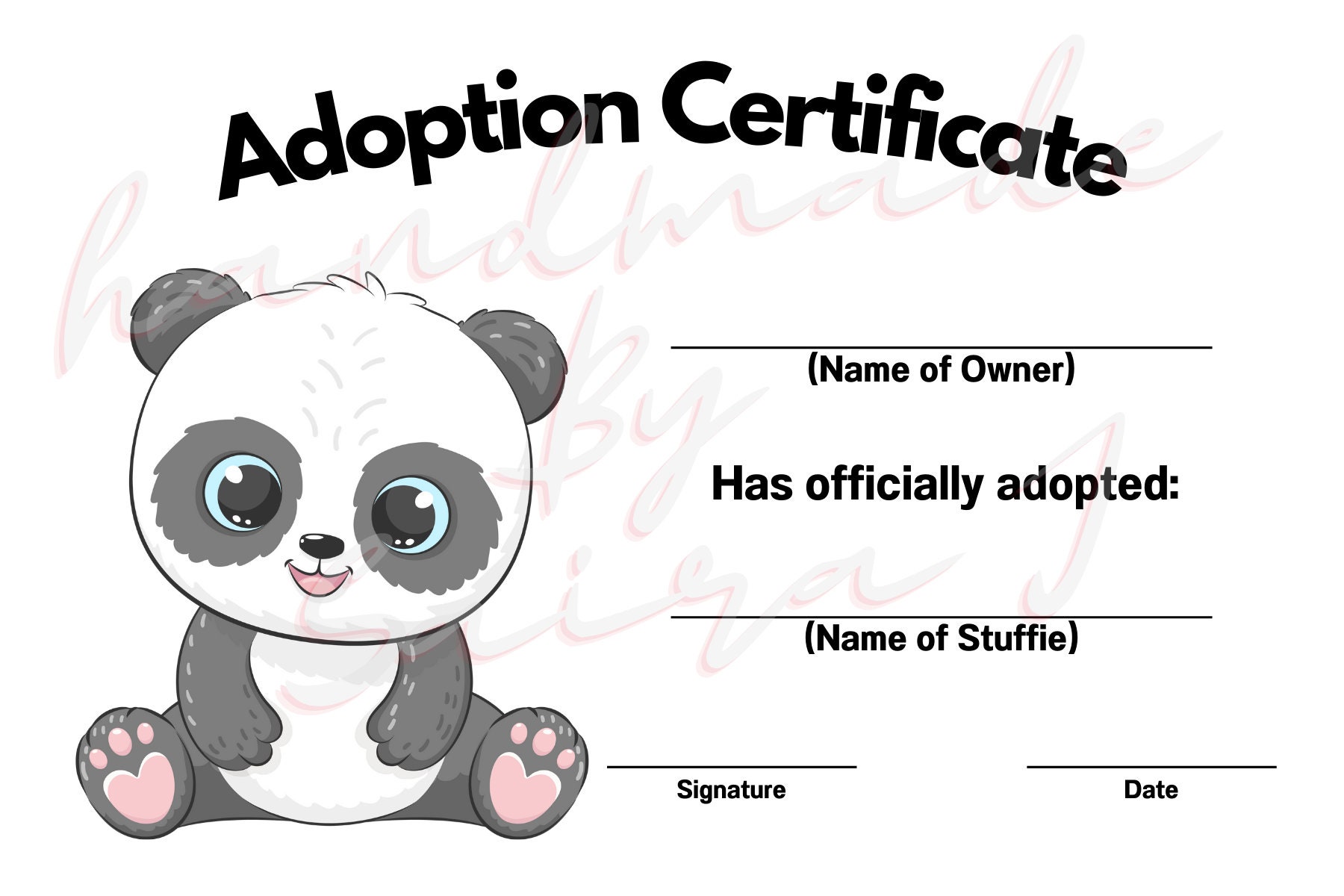 3 Bear Bundle Printable Stuffed Animal Adoption Certificate ...