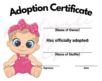 Adoptionsurkunde für Kuscheltier zum Ausdrucken (PDF Download)