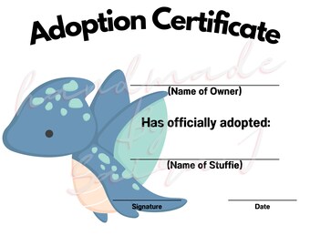 Pterodactyl Stofftier Adoptionsurkunde (PDF Download)