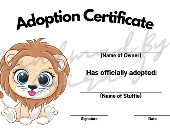 Löwe Stofftier Adoptionsurkunde (PDF)