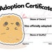 Chicken Nugget Printable Stuffed Animal Adoption Certificate ...