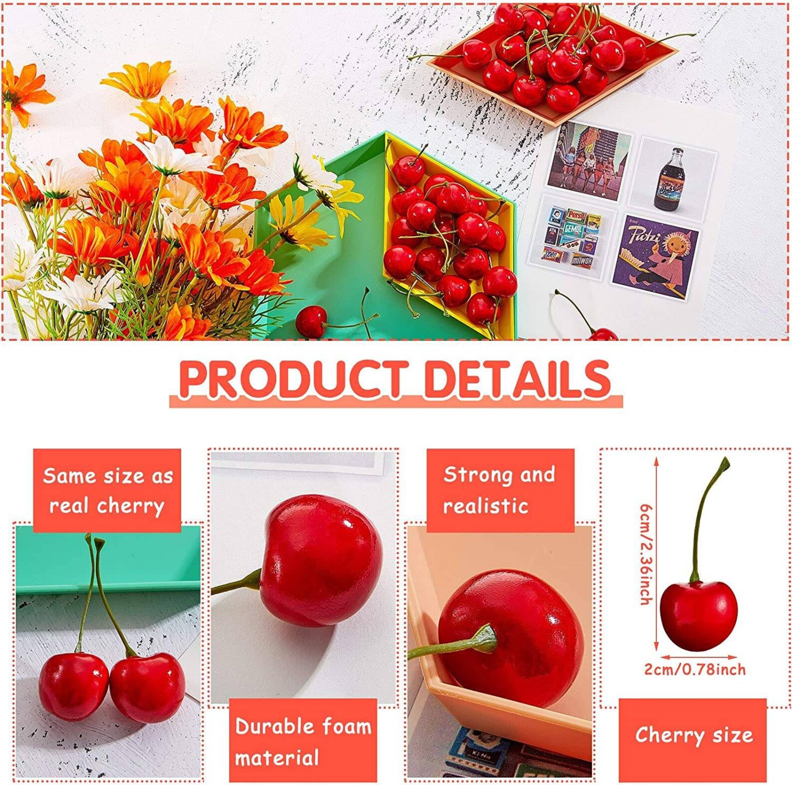 Fake Cherries Artificial Cherry Decorations Simulation Etsy