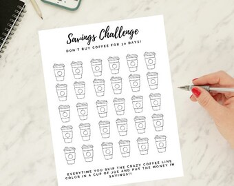 30 Tage kein Kaffee Ersparnisse Herausforderung Tracker (Digitaler Download)