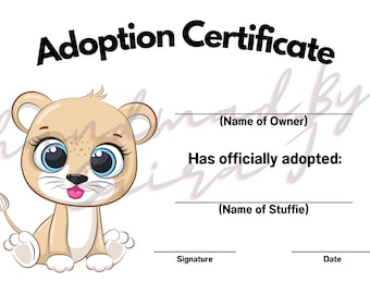 Löwe Stofftier Adoptionsurkunde (PDF Download)