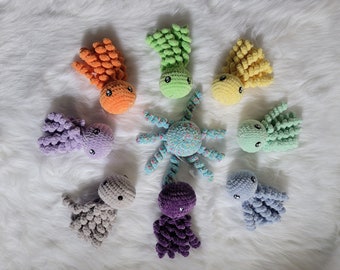 No Sew Crochet Octopus Plushie Pattern Easy Beginner Plush Amigurumi Sea Life Ocean Animal Tentacles Kawaii Eyes