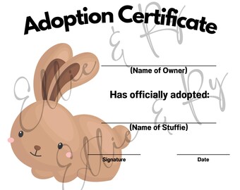 Braunes Kaninchen Stofftier Adoptionsurkunde (PDF)