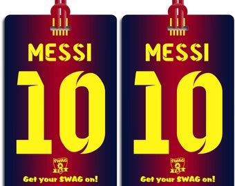 SwagTagz  "LIONEL MESSI #10" Barcelona Fade Jersey Soccer Tag for Sports Bags and Backpacks