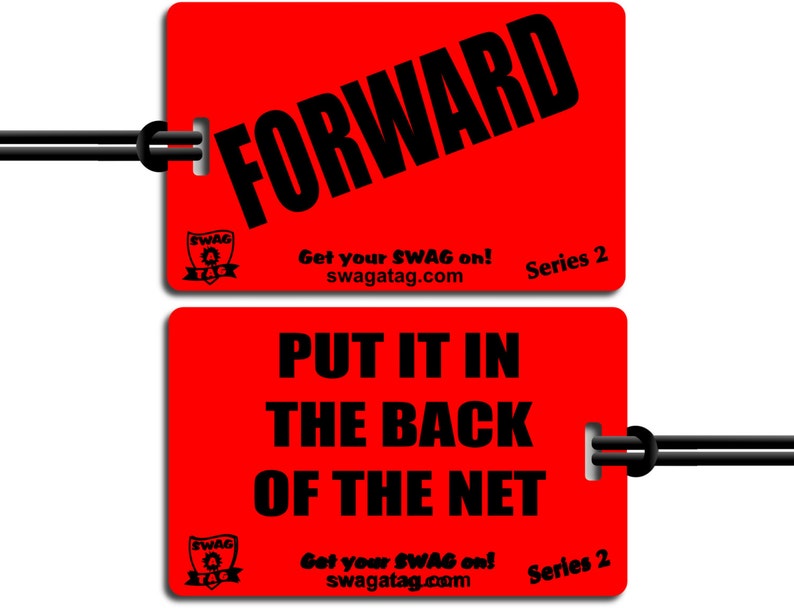 SwagTagz FORWARD / Put It In the Back of the Net Soccer tag for kids sports bags and backpacks image 1