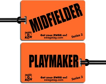 SwagTagz  "MIDFIELDER / PLAYMAKER" tag for kids sports bags and backpacks