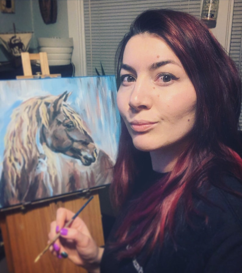 Custom Horse Portrait Painting Original Professional painting from photo Acrylics on Stretch Canvas Various sizes