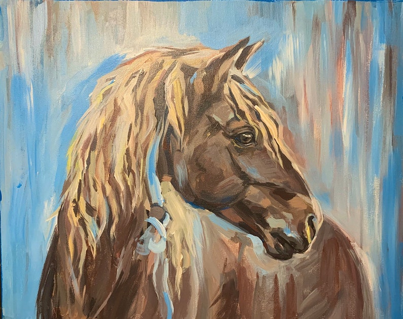 Custom Horse Portrait Painting Original Professional painting from photo Acrylics on Stretch Canvas Various sizes