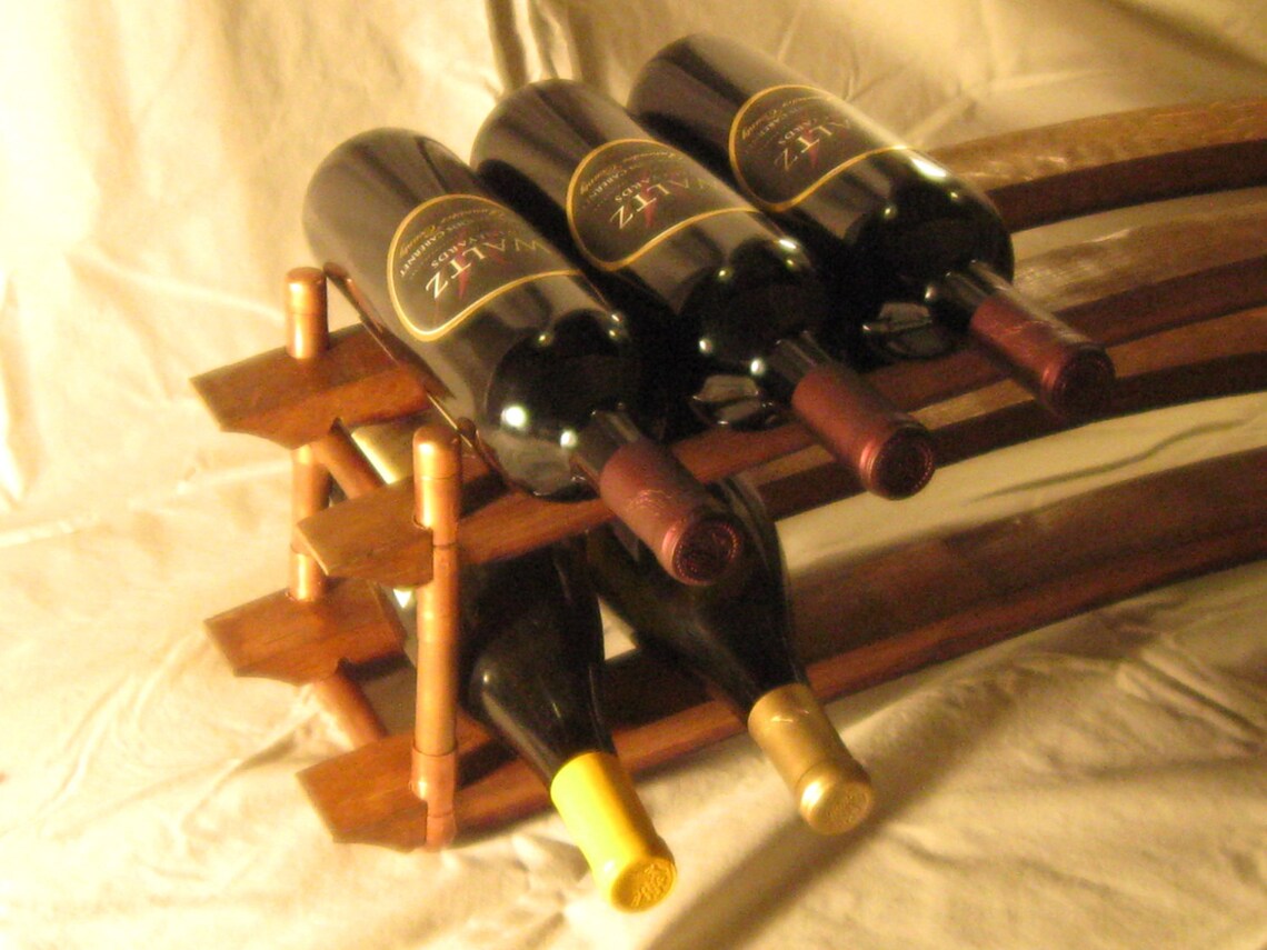 Wine Barrel Stave Wine Rack with Copper hold up to 18 to 20 Etsy