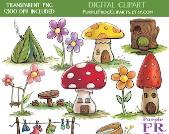 watercolor TINY HOUSES - Digital Clipart, Clip art. 11 images, 300 dpi. jpeg, png files. Instant download. Printable illustrations.