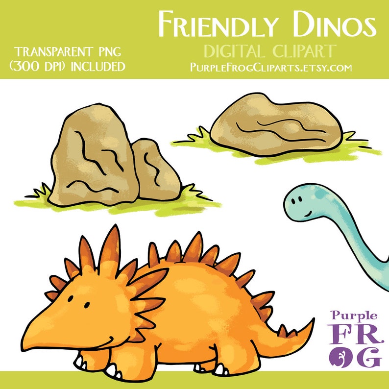 watercolor FRIENDLY DINOS Digital Clipart, Clip art. 11 images, 300 dpi. jpeg, png files. Instant download. Printable illustrations. image 4