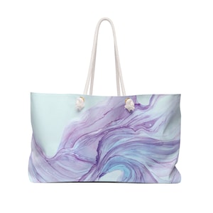 Ethereal Purple Alcohol Ink Design Tote, Weekender Bag