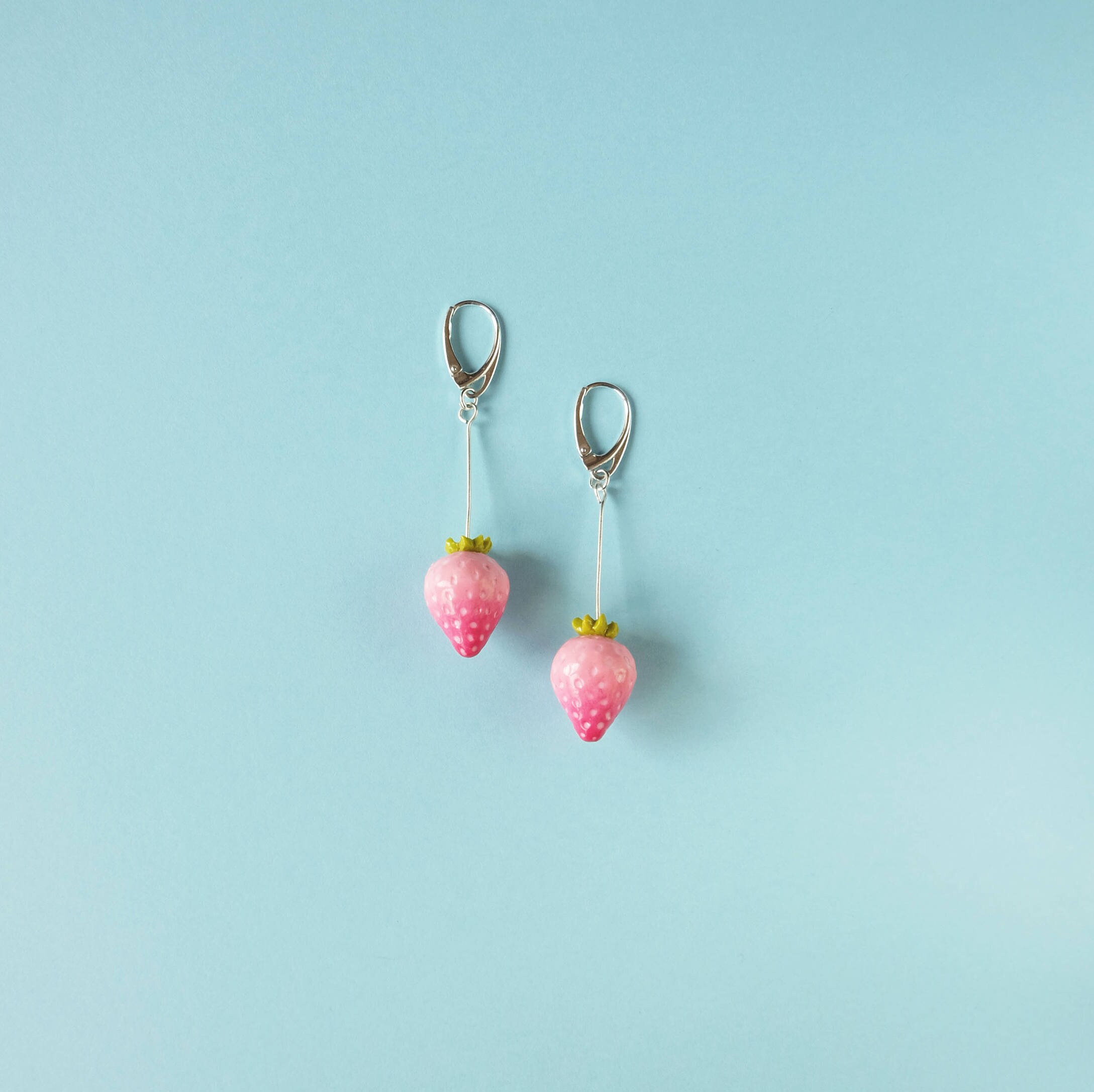 Pink Strawberry earrings Fruit earrings Woodland Wedding Etsy