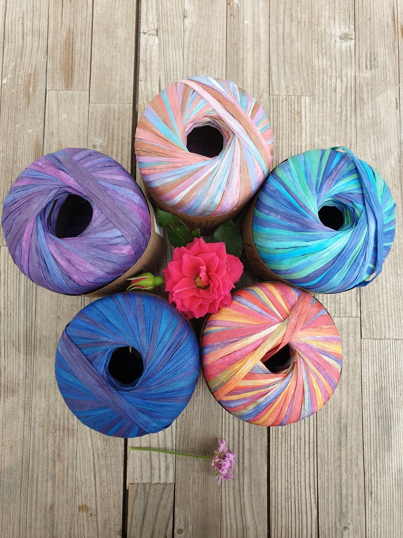 Himalaya Raffia Multi Color Yarns Paper Yarns 35 Gr 123 Etsy