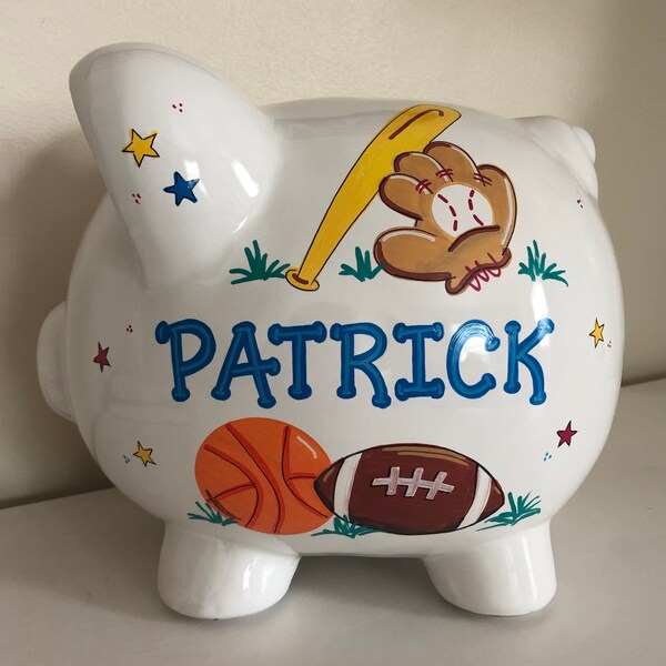Personalized Boys Sports Piggy Bank