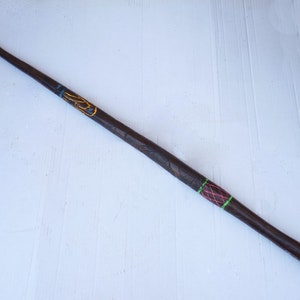Antique African Hand-Carved Wooden Staff Walking Stick, Animal and Human Figures, L 96 cm