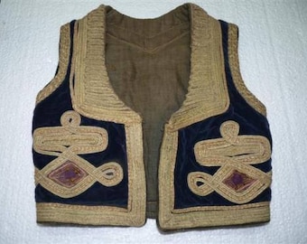 Antique Judaica Museum Quality Historic Turkey 1900 Jewish Boys Vest Velvet Gold Thread