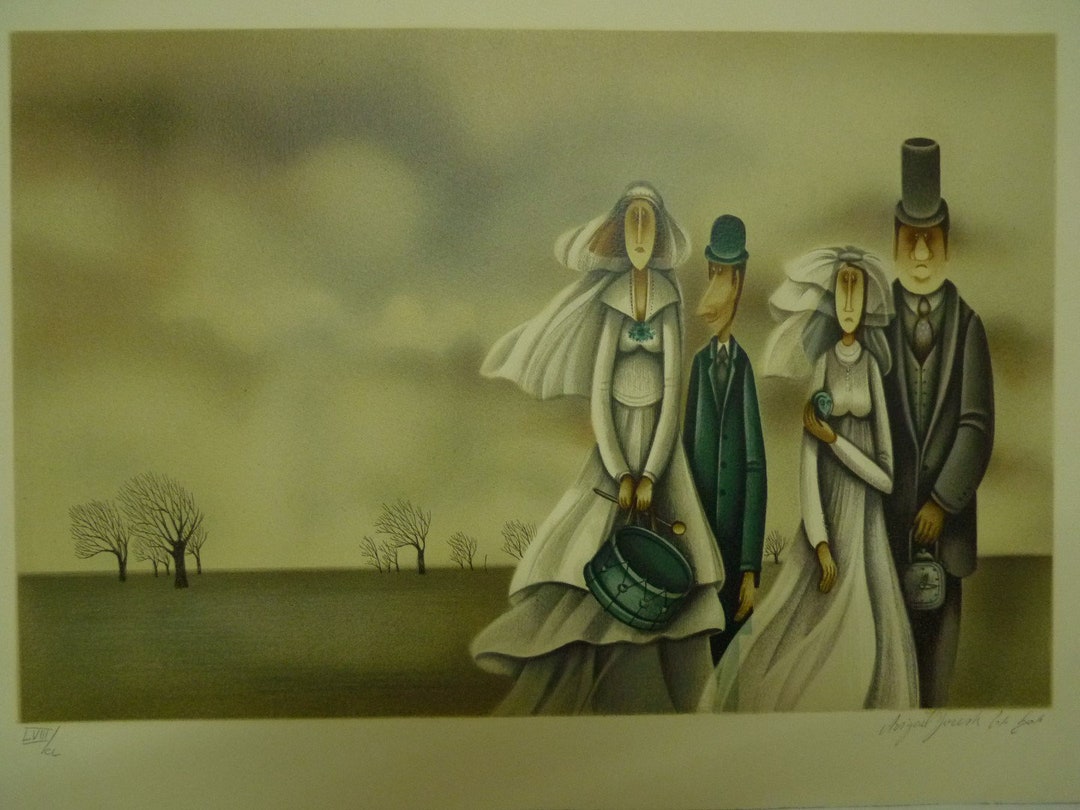アビガイル・ヨレッシュ 「新郎新婦」 リトグラフ Avigail Yoresh Avigail Yoresh, Limited Edition Serigraph, Hand Signed and