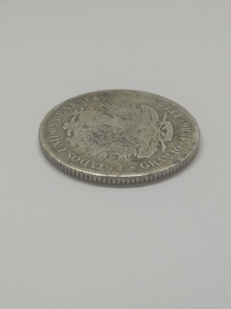 アンティーク 1886 銀貨 ベネズエラ 2 ボリバル 9.4 g、厚さ 27 mm