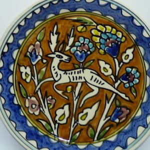 Armenian Hand-Painted Ceramic Spoon Rest – Large, 10x4 Inches, Deep Round Cup, Floral Design