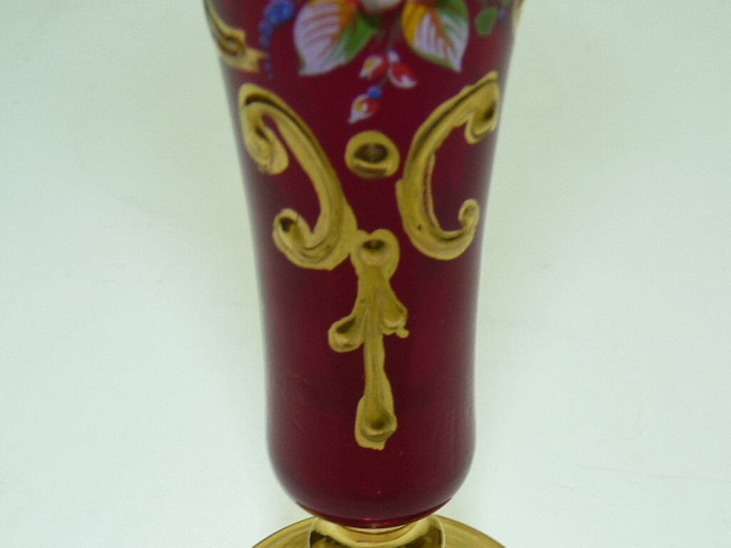 Fine Vintage Murano Red Glass Vase Gold Gilted With Gold Etsy UK