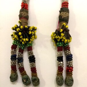 Vintage Traditional Uzbekistan Handmade Women&#39;s Head Ornament, Cotton Threads & Beads, L 100 cm