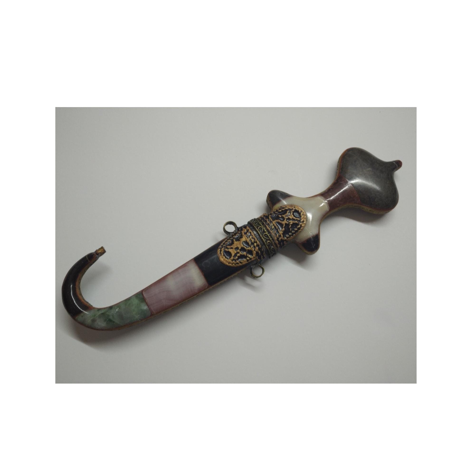 1900s'アンティークジャーマニースカルヒュミドール、ガレージ古着バイカー Antique Islamic Moroccan Koummya Dagger With Marble and Brass