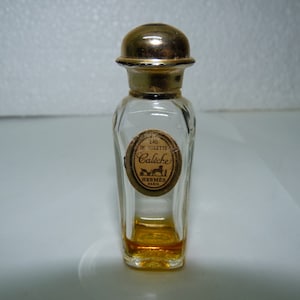 Old Vintage Rectangular Perfume Bottle Caleche Hermes Paris, w/Perfume, H 6.2 cm
