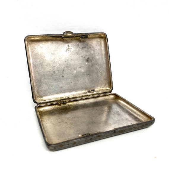 vintage silver plated cigarette case Antique Russian Silver-plated Cigarette Case, Cyrillic Hallmarks, 10.6 X 8  Cm
