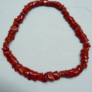 Vintage Natural Corals Jewelry Necklace, Dyed Intense Red, Length 62 cm