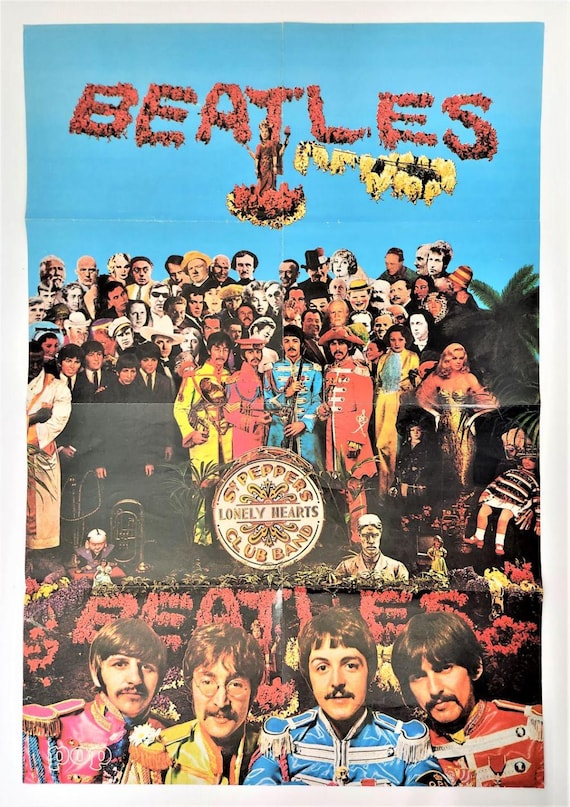 Vintage 1970s Poster the Beatles Sgt. Pepper's Lonely Hearts Club
