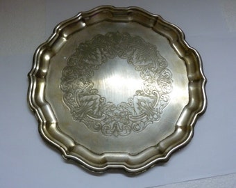 Vintage canadiense Primrose plateado placa EP latón plato, bien grabados