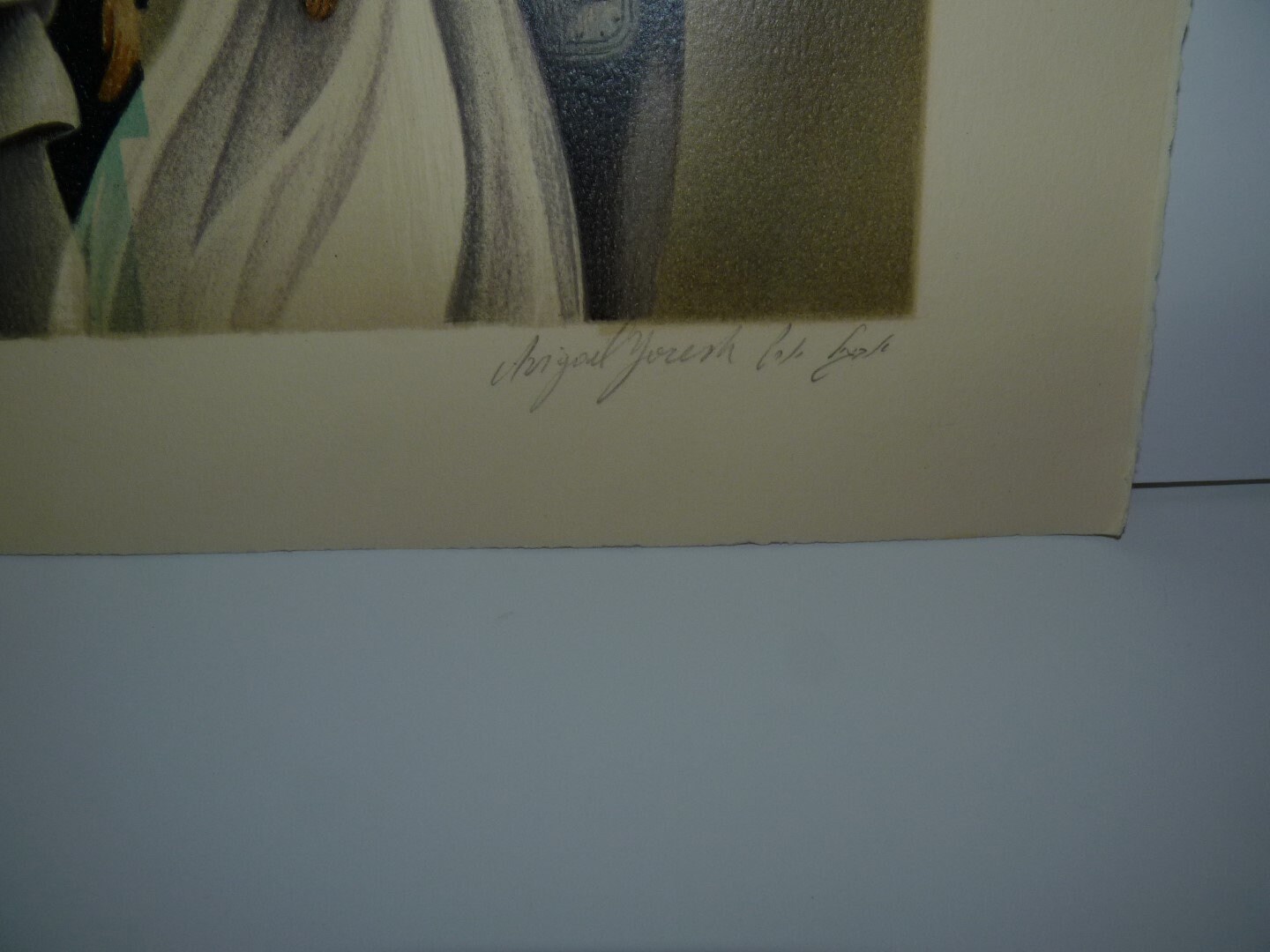 Vintage Colored Surrealistic Lithograph, Signed Numbered