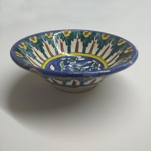 Vintage 1950s Armenian Ceramic Studio Pottery Bowl, Signed Balian,  Hand-Painted, D 5"