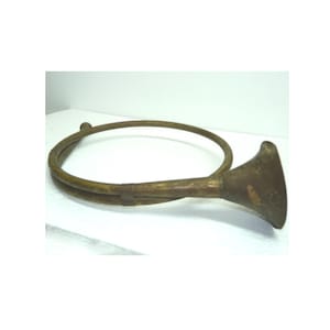 Antique Brass Musical Instrument Natural Horn, Coiled, Span 45 cm, D 30.5 cm