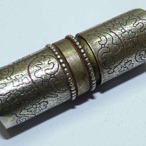 Vintage French Hallmarked &quot;O C&quot; Lipstick, Marked Marcel Rochas Paris, Detailed Engravings, L 5 cm