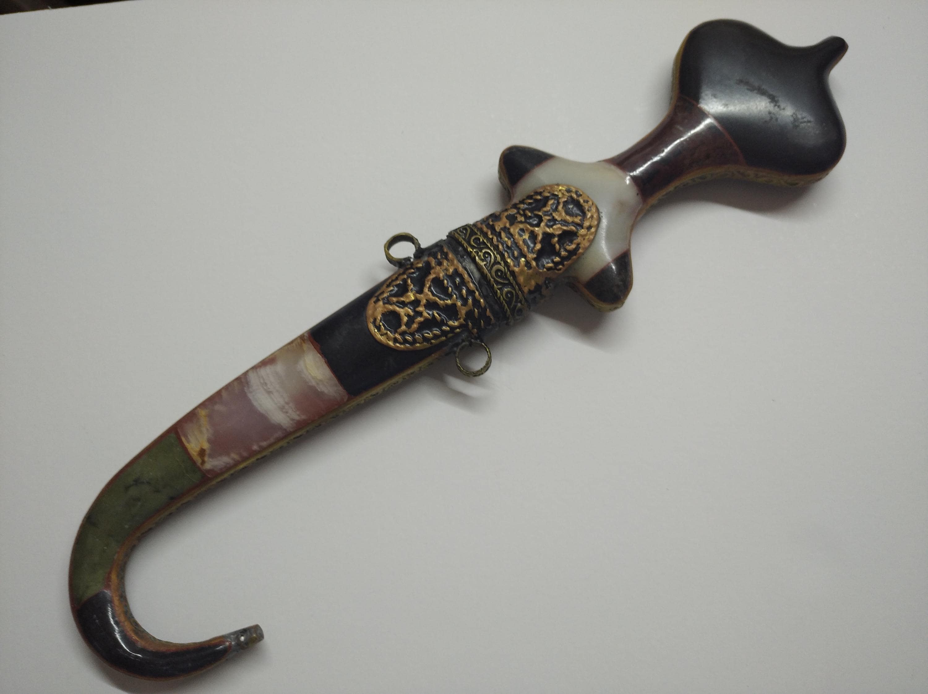 Antique Islamic Moroccan Koummya Dagger With Marble and Brass