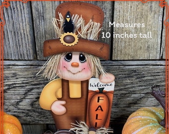 Fall Scarecrow decoration, tier tray, kitchen island fall arrangement, riser decor, wooden shelf sitter, Halloween, Farmhouse, Thanksgiving